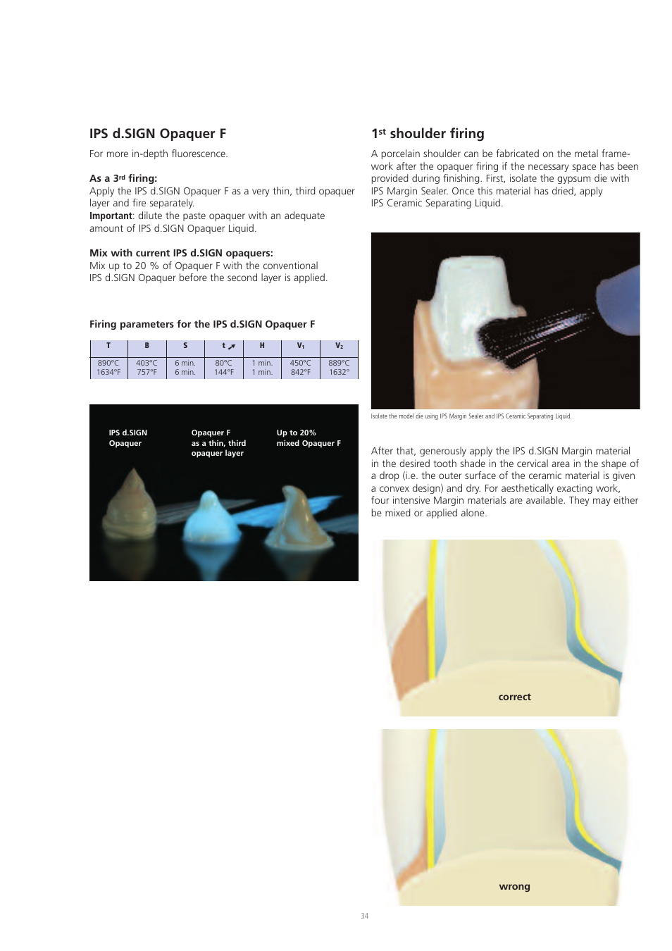 Shoulder firing, Ips d.sign opaquer f | Ivoclar Vivadent IPS d.SIGN User Manual | Page 34 / 68