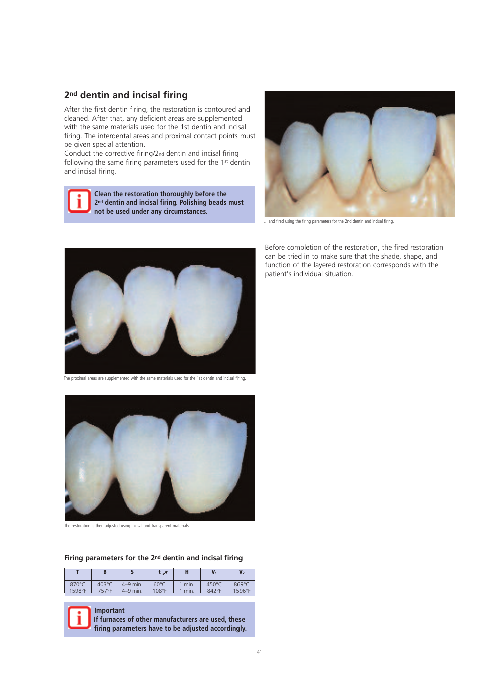 Dentin and incisal firing | Ivoclar Vivadent IPS d.SIGN User Manual | Page 41 / 68