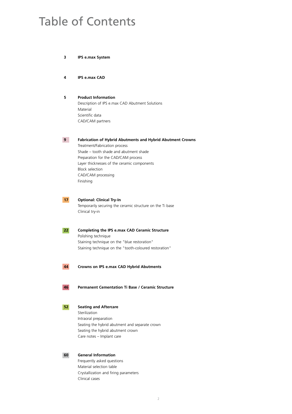 Ivoclar Vivadent IPS e.max CAD Abutment Solutions User Manual | Page 2 / 66