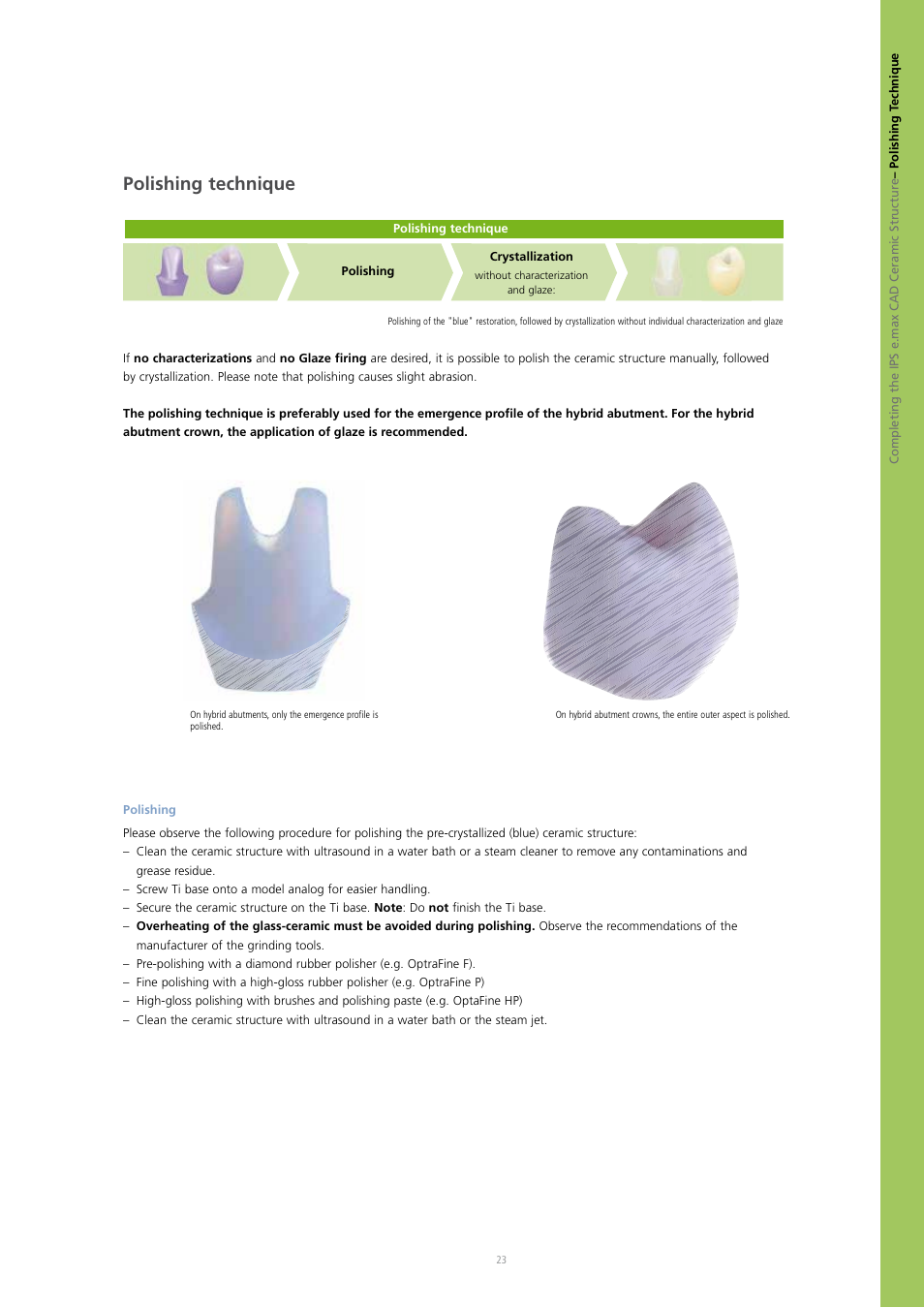 Polishing technique | Ivoclar Vivadent IPS e.max CAD Abutment Solutions User Manual | Page 23 / 66