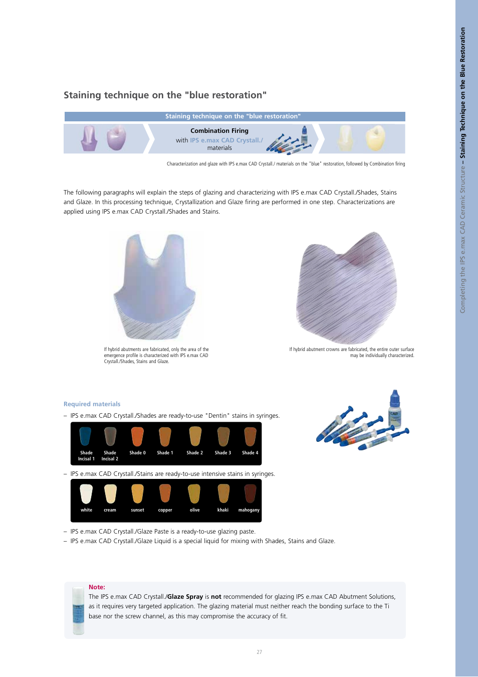 Staining technique on the "blue restoration | Ivoclar Vivadent IPS e.max CAD Abutment Solutions User Manual | Page 27 / 66