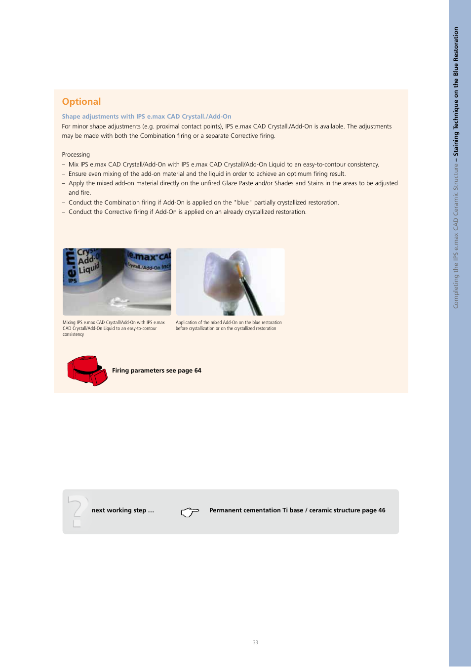 Optional | Ivoclar Vivadent IPS e.max CAD Abutment Solutions User Manual | Page 33 / 66