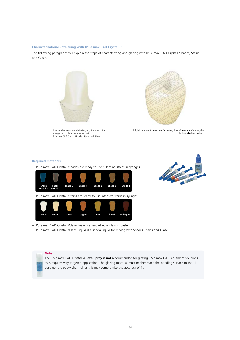 Ivoclar Vivadent IPS e.max CAD Abutment Solutions User Manual | Page 36 / 66