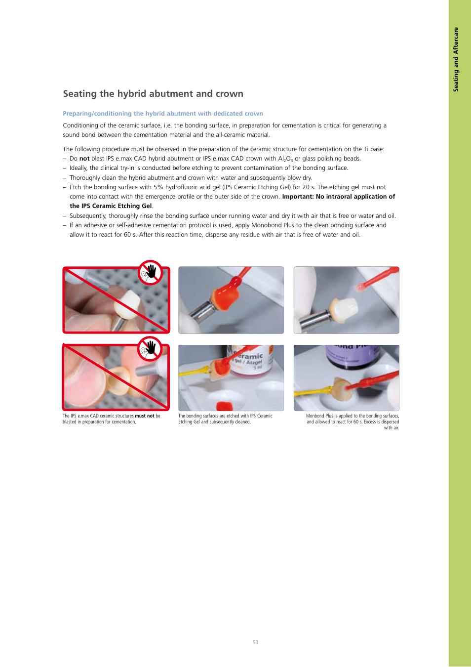 Seating the hybrid abutment and crown | Ivoclar Vivadent IPS e.max CAD Abutment Solutions User Manual | Page 53 / 66
