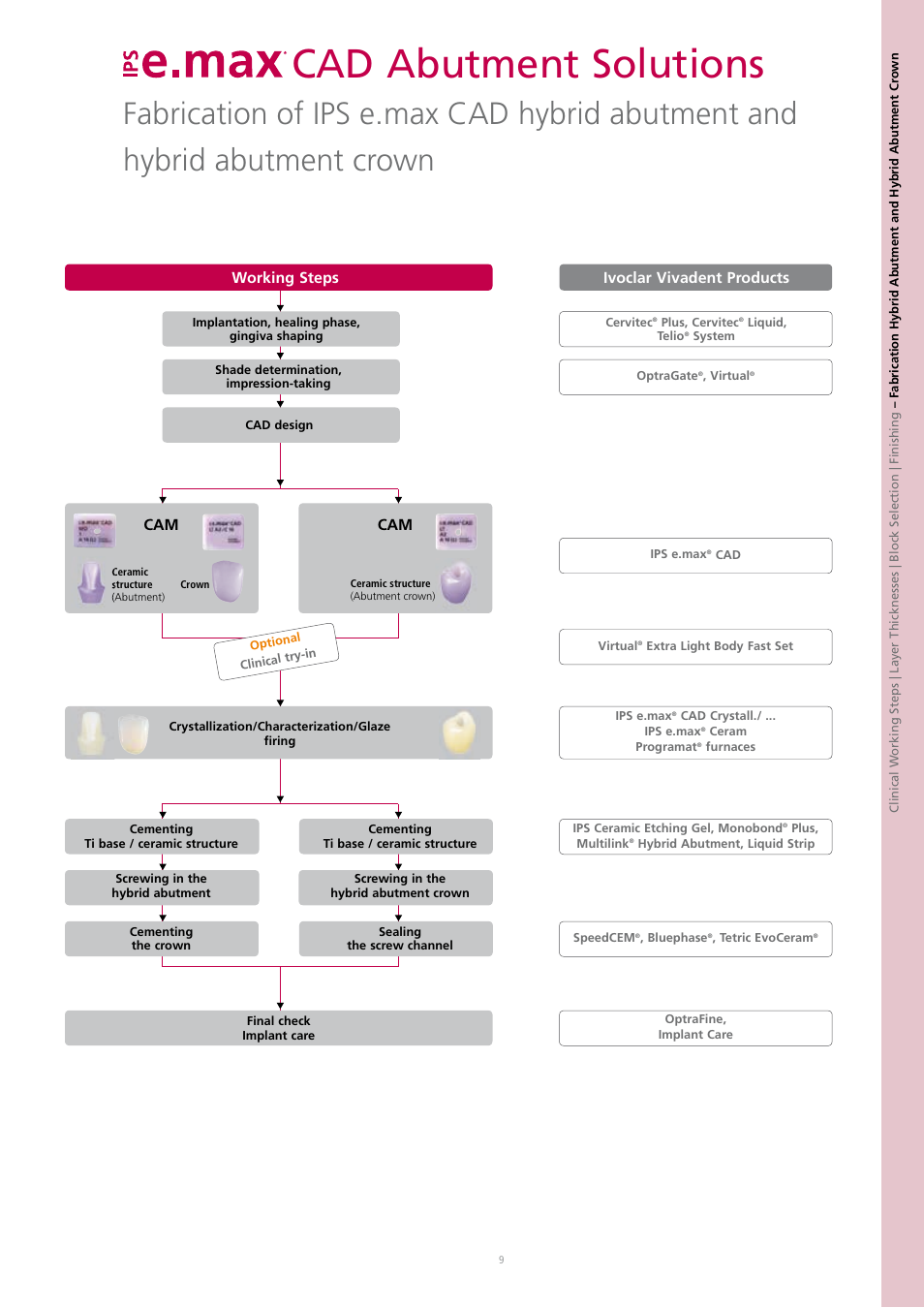 Cad abutment solutions, Ivoclar vivadent products, Working steps | Ivoclar Vivadent IPS e.max CAD Abutment Solutions User Manual | Page 9 / 66