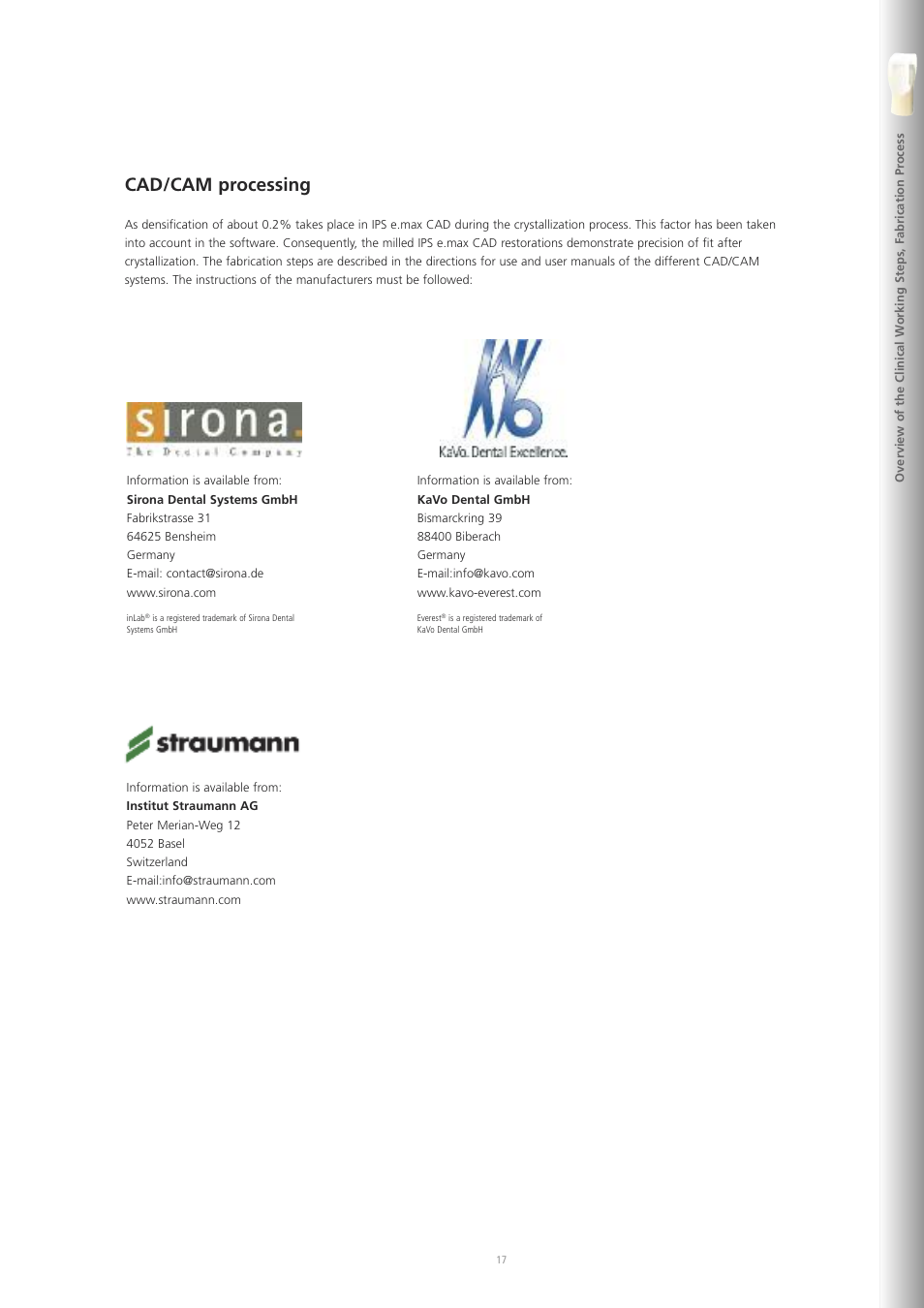 Cad/cam processing | Ivoclar Vivadent IPS e.max CAD Labside User Manual | Page 17 / 68