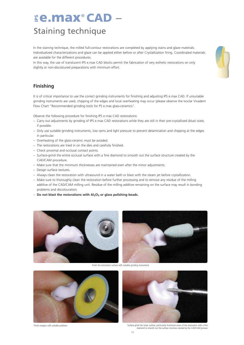 E.max, Staining technique, Finishing | Ivoclar Vivadent IPS e.max CAD Labside User Manual | Page 18 / 68