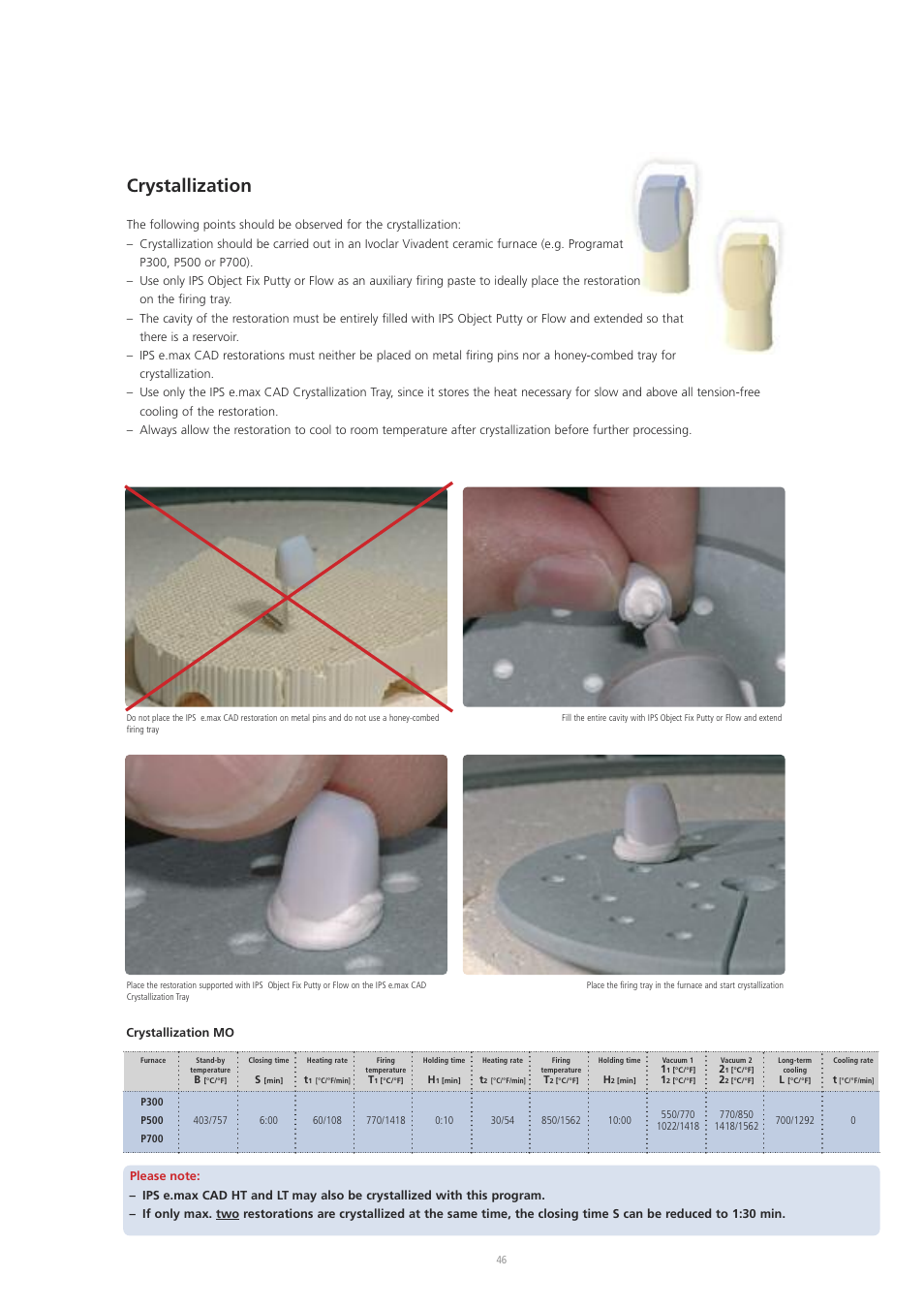 Crystallization | Ivoclar Vivadent IPS e.max CAD Labside User Manual | Page 46 / 68