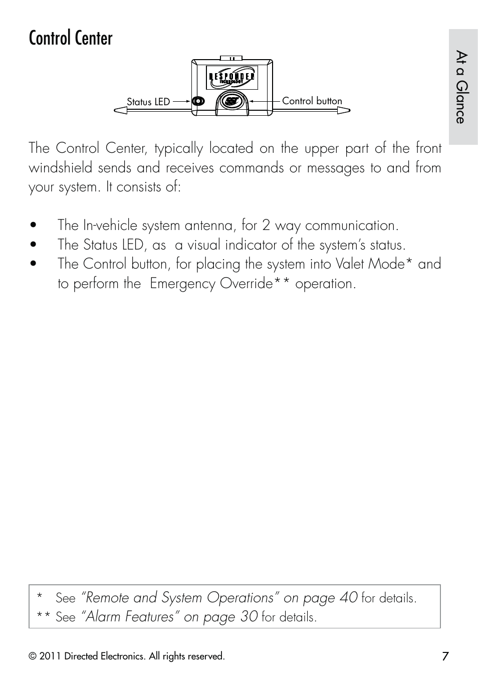 Control center | CLIFFORD Responder LC 570.4X User Manual | Page 10 / 63