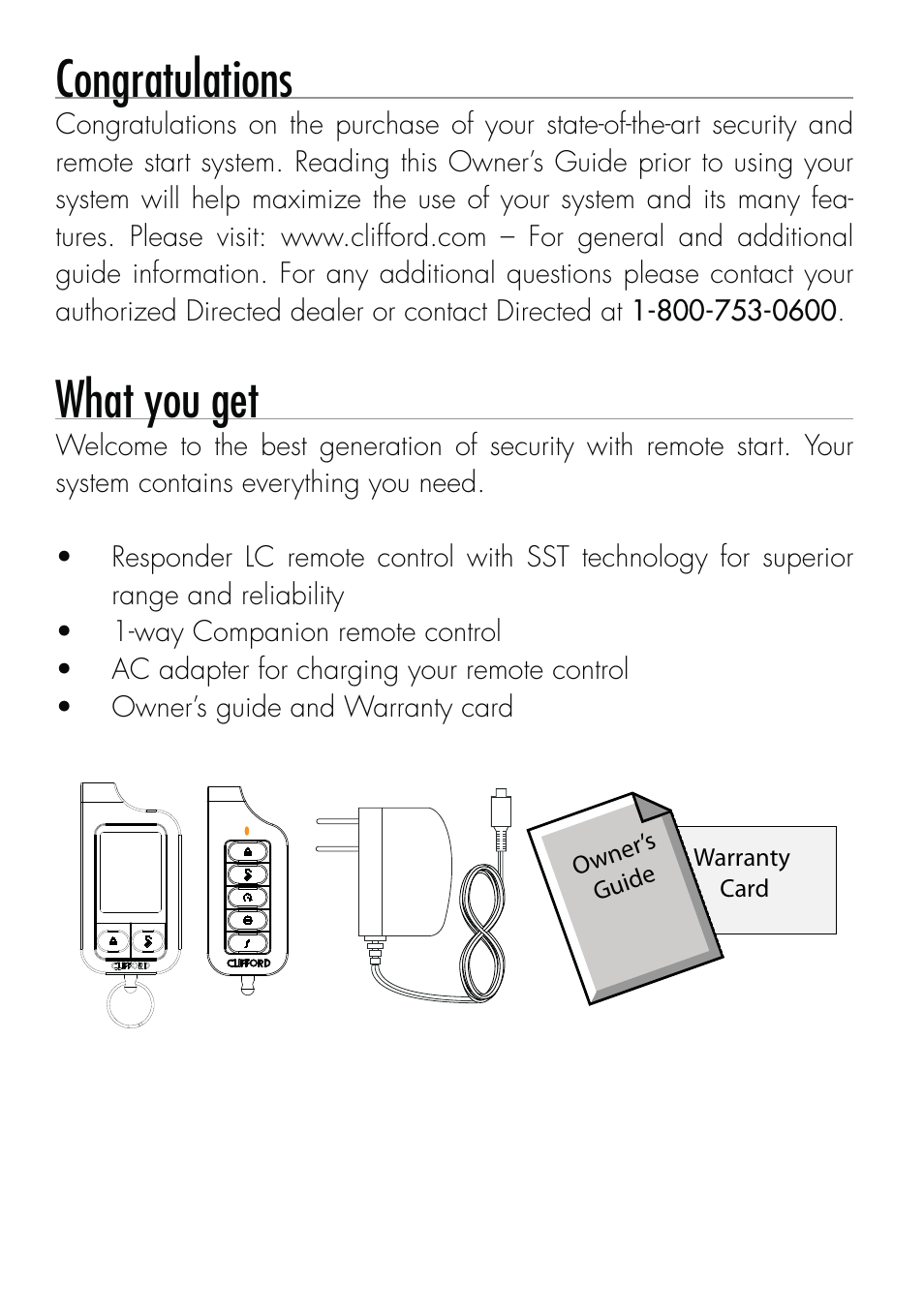What you get | CLIFFORD Responder LC 570.4X User Manual | Page 2 / 63