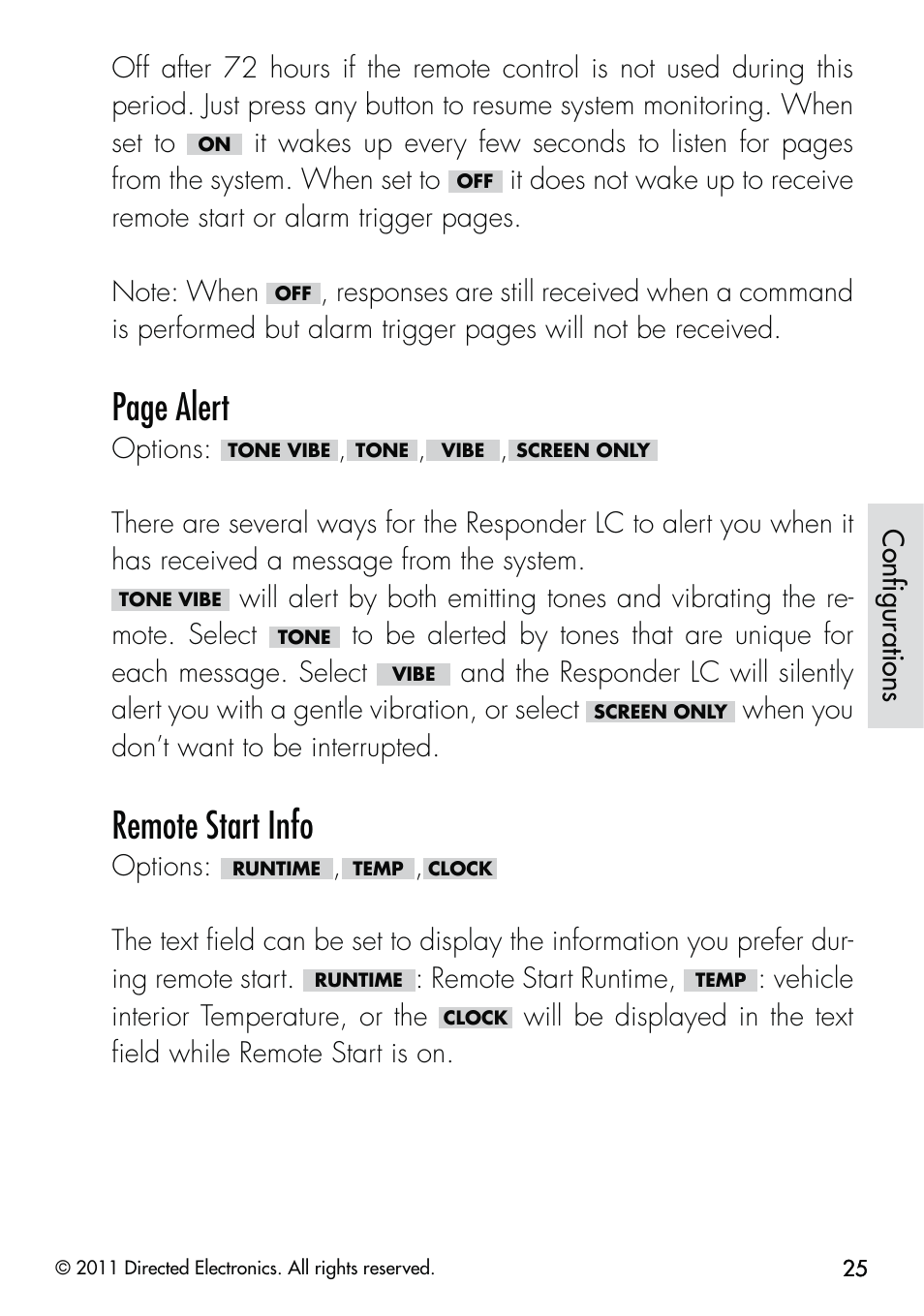 Page alert, Remote start info | CLIFFORD Responder LC 570.4X User Manual | Page 28 / 63