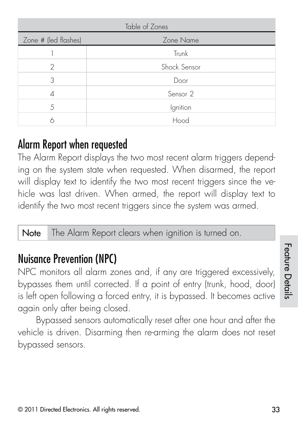 Alarm report when requested, Nuisance prevention (npc) | CLIFFORD Responder LC 570.4X User Manual | Page 36 / 63