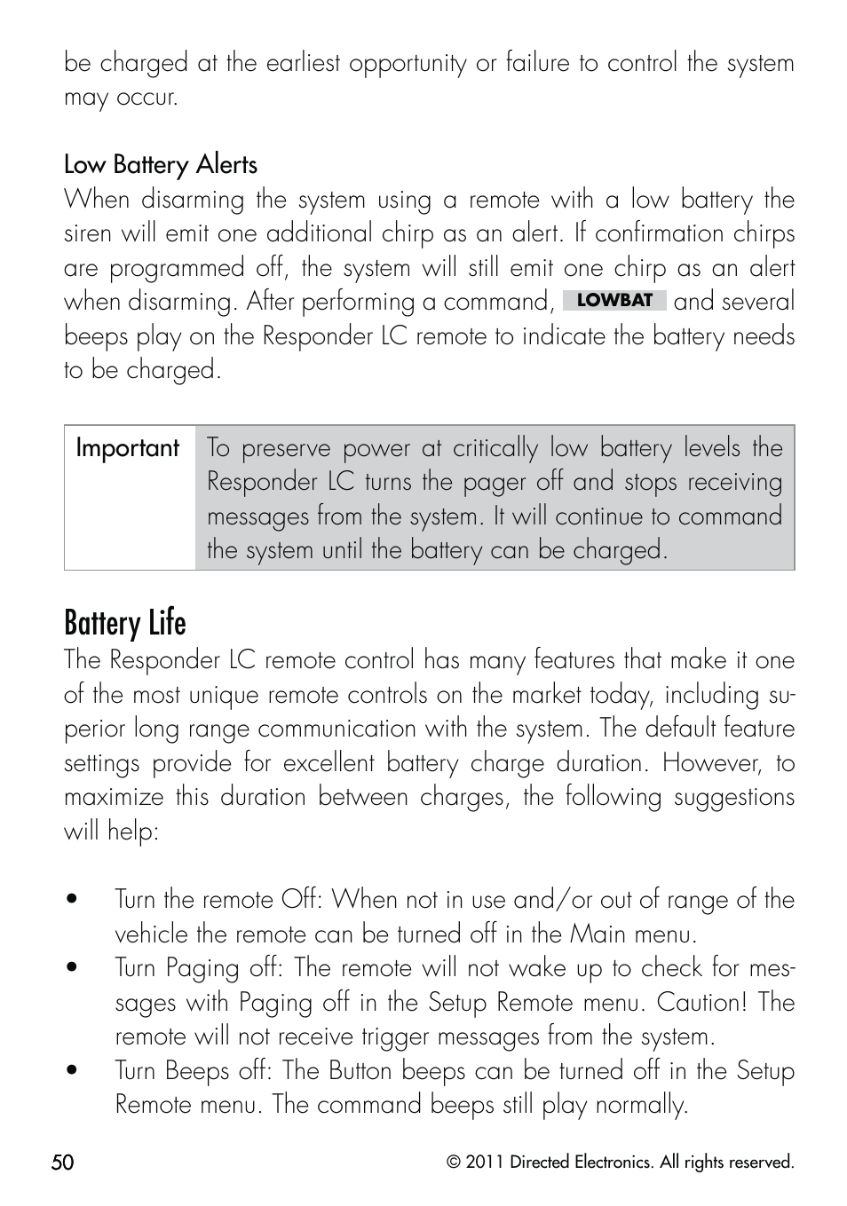 Battery life | CLIFFORD Responder LC 570.4X User Manual | Page 53 / 63