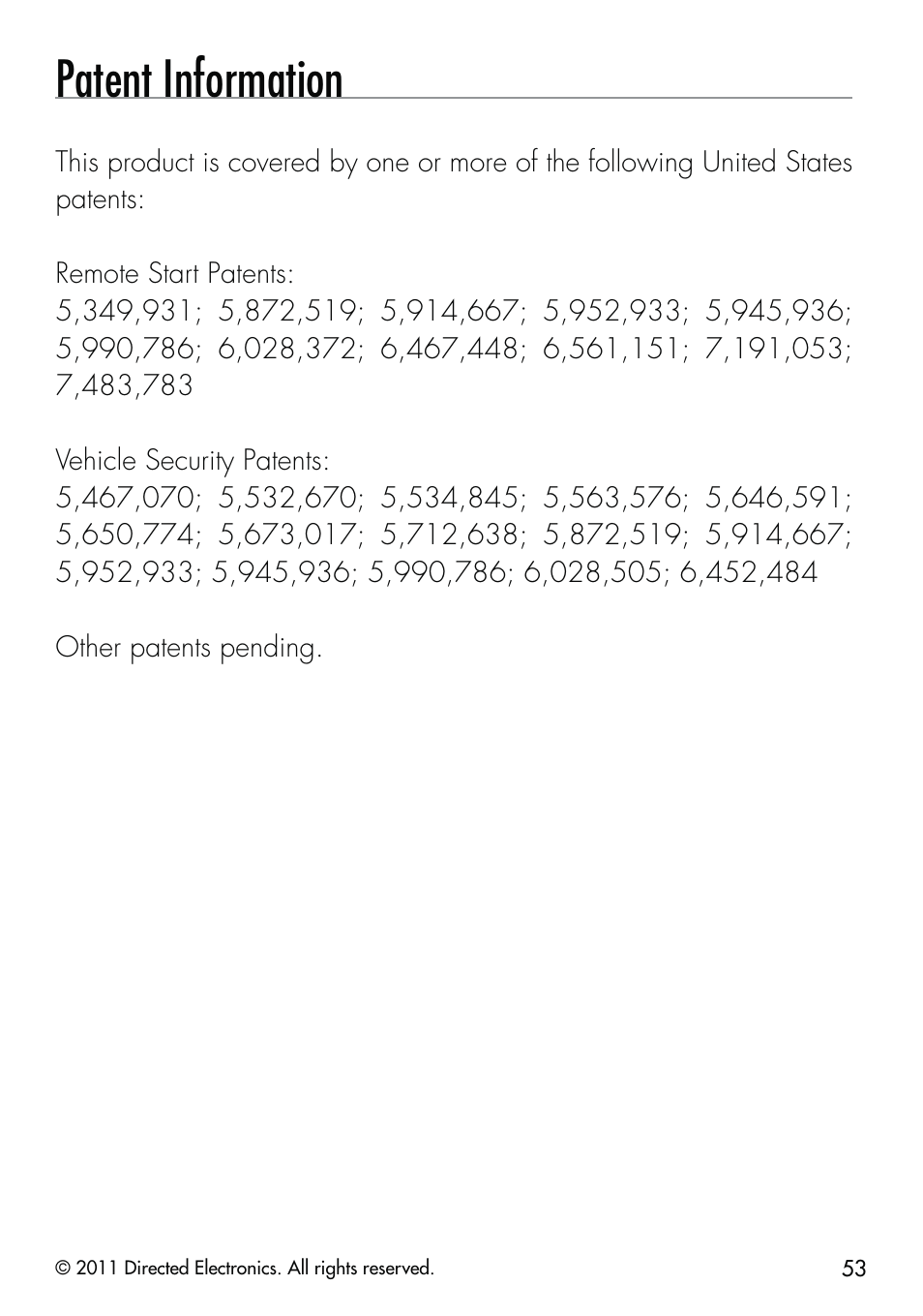 Patent information | CLIFFORD Responder LC 570.4X User Manual | Page 56 / 63