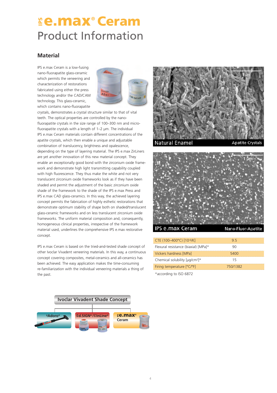 E.max, Ceram, Product information | Material | Ivoclar Vivadent IPS e.max Ceram User Manual | Page 4 / 72