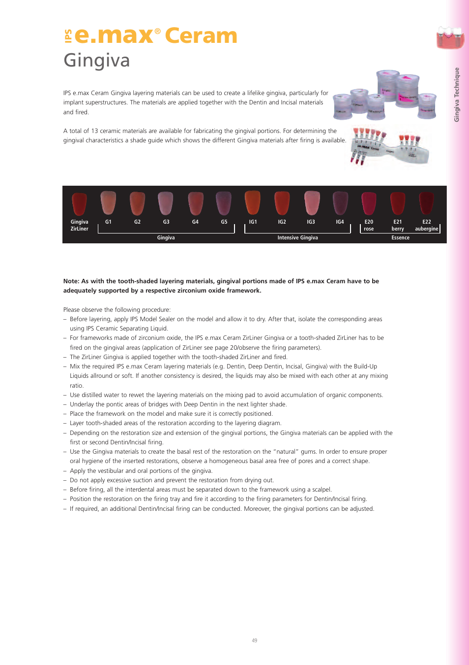 E.max, Ceram, Gingiva | Ivoclar Vivadent IPS e.max Ceram User Manual | Page 49 / 72