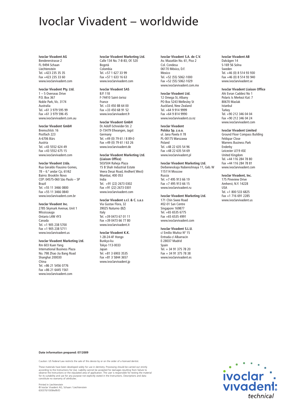 Ivoclar vivadent – worldwide | Ivoclar Vivadent IPS e.max Ceram User Manual | Page 72 / 72