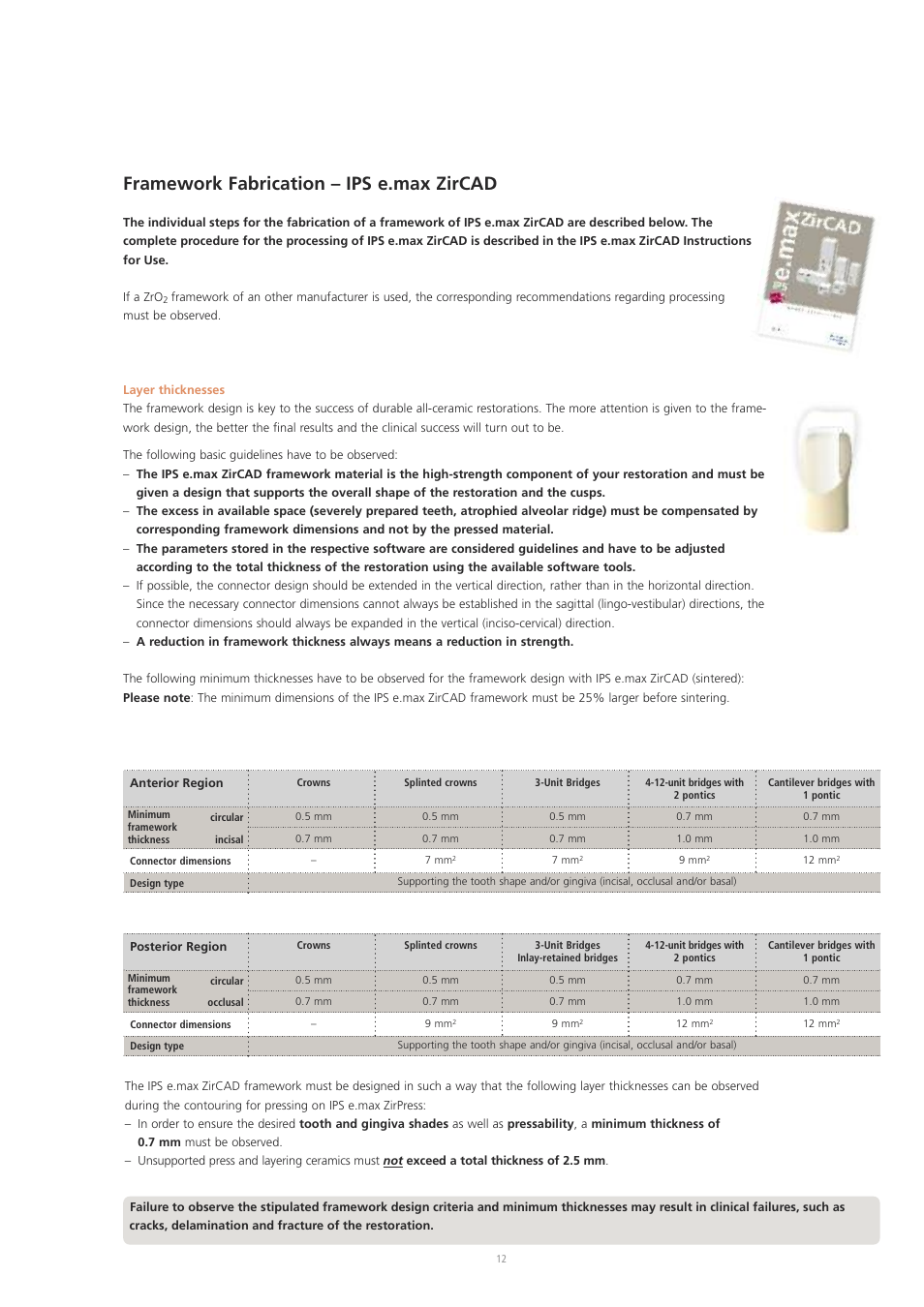 Framework fabrication – ips e.max zircad | Ivoclar Vivadent IPS e.max ZirPress User Manual | Page 12 / 76