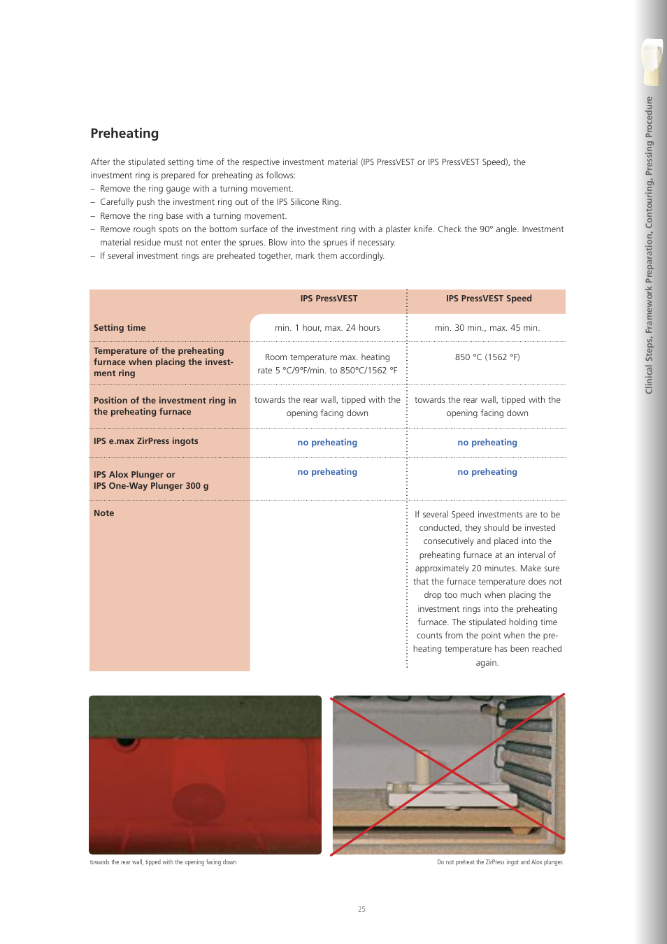 Preheating | Ivoclar Vivadent IPS e.max ZirPress User Manual | Page 25 / 76