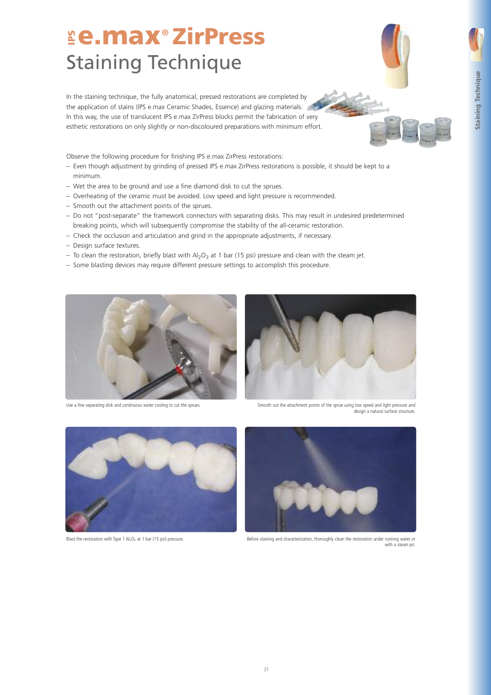 E.max, Zirpress, Staining technique | Ip s | Ivoclar Vivadent IPS e.max ZirPress User Manual | Page 31 / 76