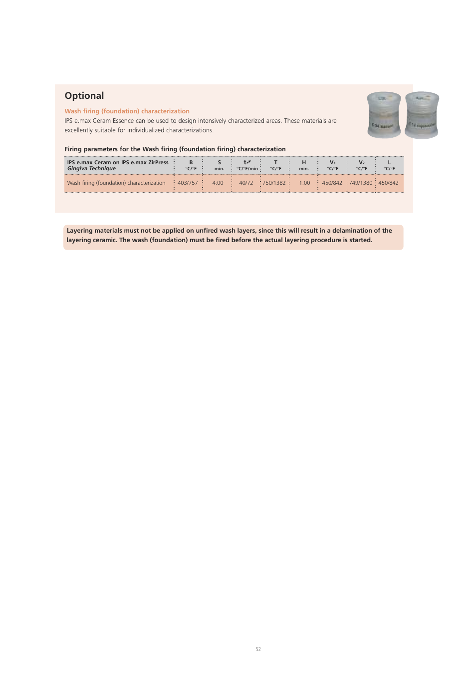 Optional | Ivoclar Vivadent IPS e.max ZirPress User Manual | Page 52 / 76