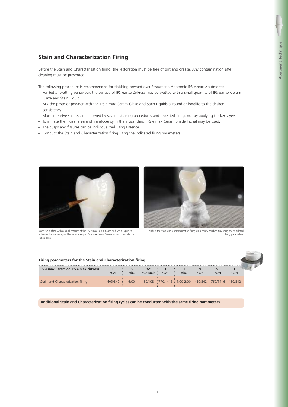 Stain and characterization firing | Ivoclar Vivadent IPS e.max ZirPress User Manual | Page 63 / 76