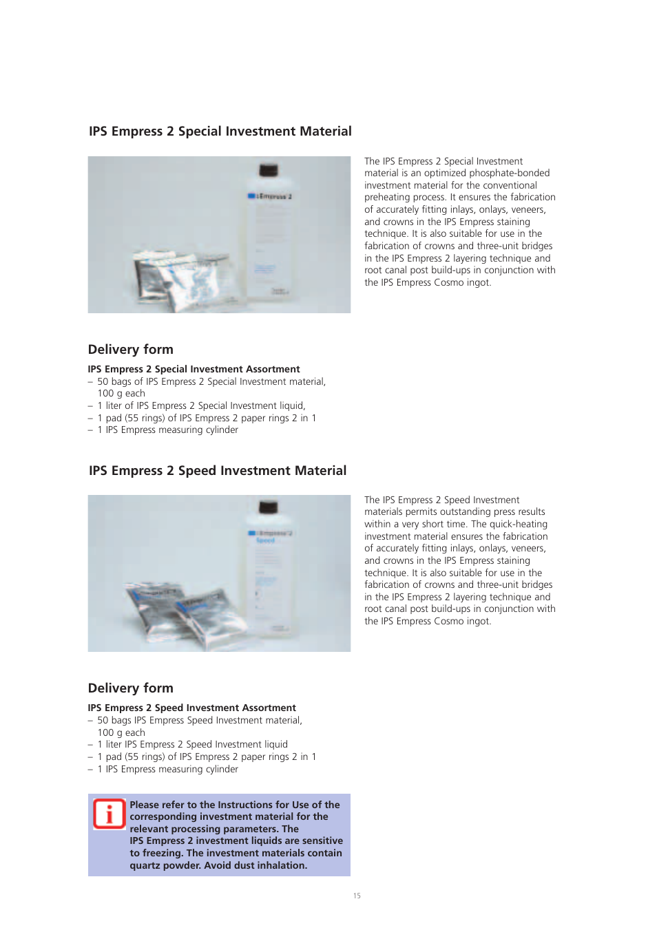 Ivoclar Vivadent IPS Eris for E2 User Manual | Page 15 / 48