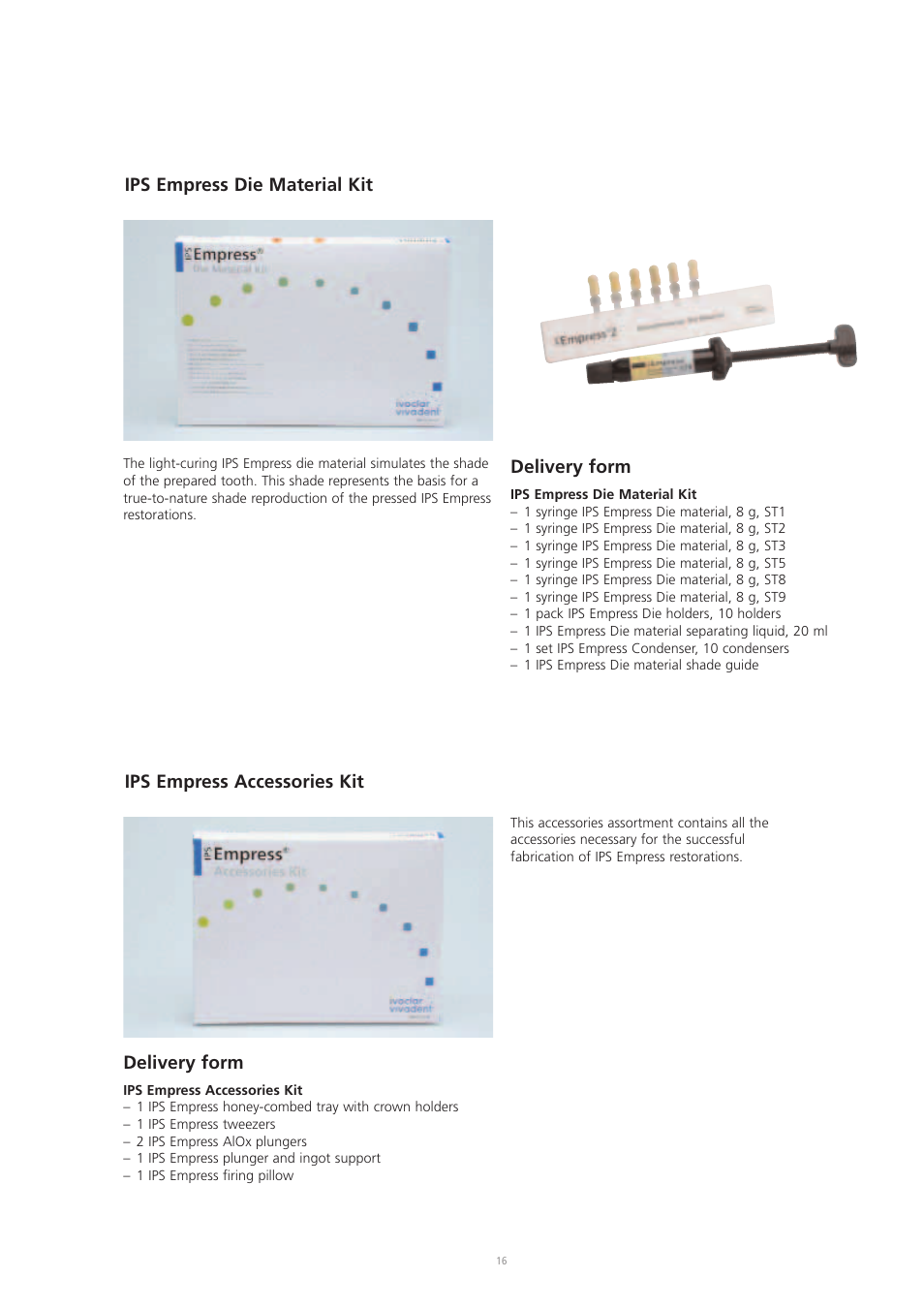 Ivoclar Vivadent IPS Eris for E2 User Manual | Page 16 / 48