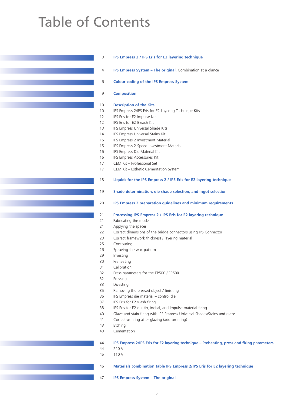 Ivoclar Vivadent IPS Eris for E2 User Manual | Page 2 / 48
