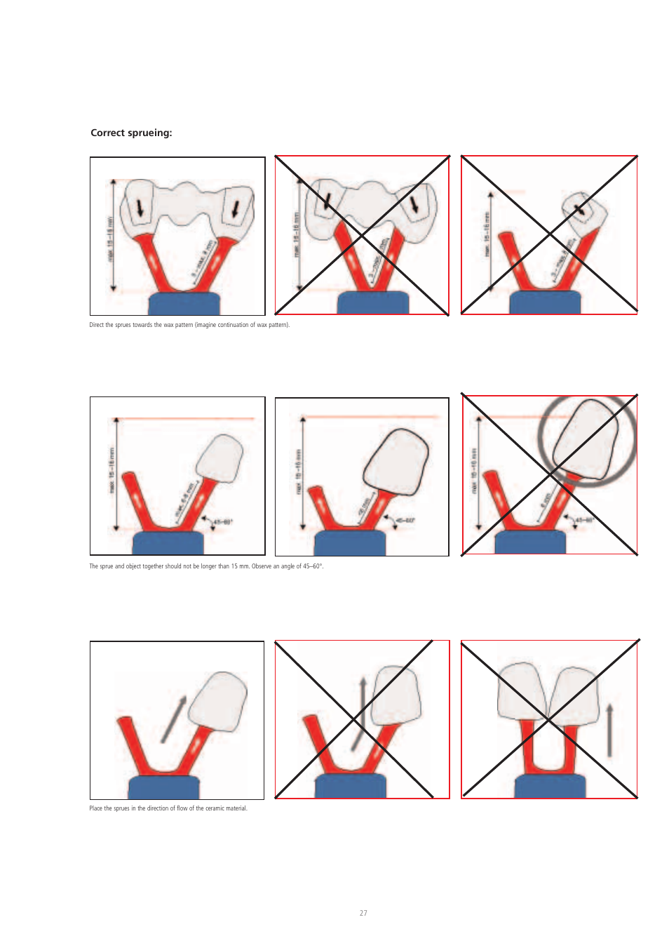 Correct sprueing | Ivoclar Vivadent IPS Eris for E2 User Manual | Page 27 / 48