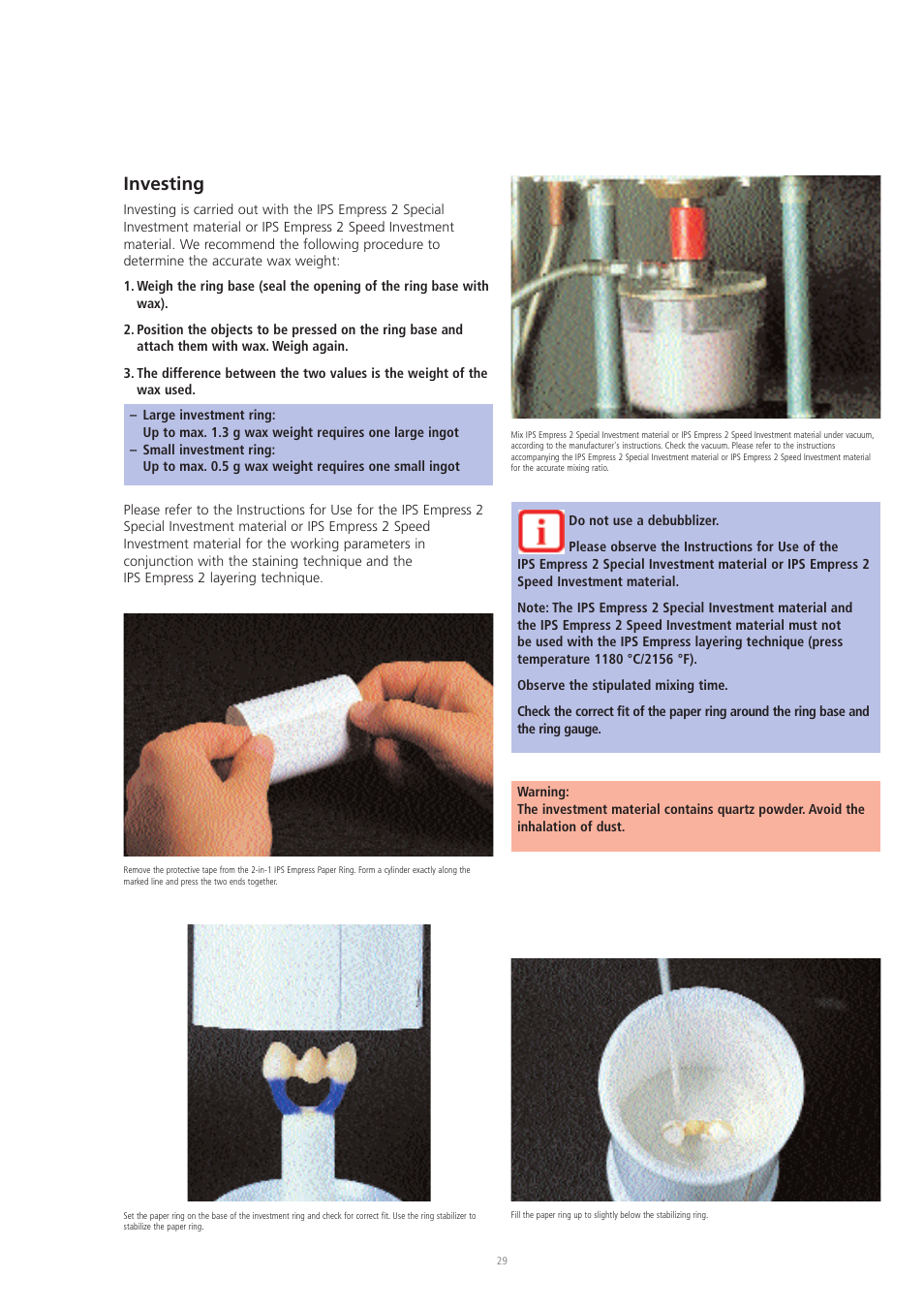 Investing | Ivoclar Vivadent IPS Eris for E2 User Manual | Page 29 / 48