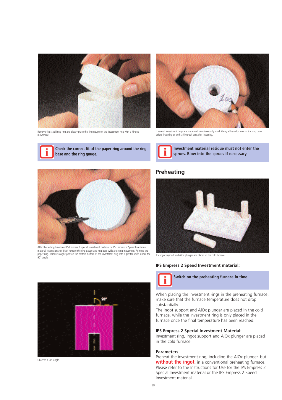 Preheating, Without the ingot | Ivoclar Vivadent IPS Eris for E2 User Manual | Page 30 / 48