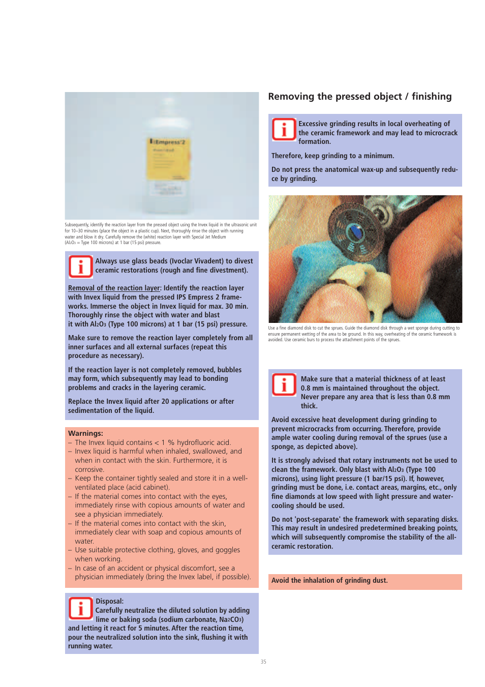 Removing the pressed object / finishing | Ivoclar Vivadent IPS Eris for E2 User Manual | Page 35 / 48