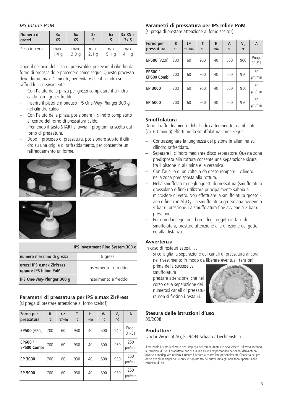 Ivoclar Vivadent IPS Investment Ring System 300g User Manual | Page 13 / 20