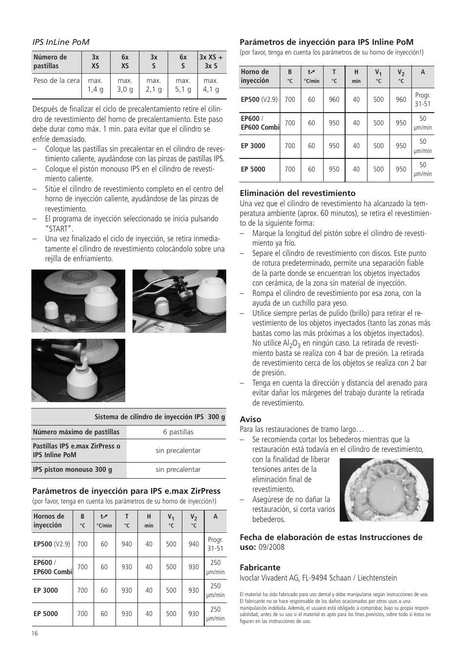 Ivoclar Vivadent IPS Investment Ring System 300g User Manual | Page 16 / 20
