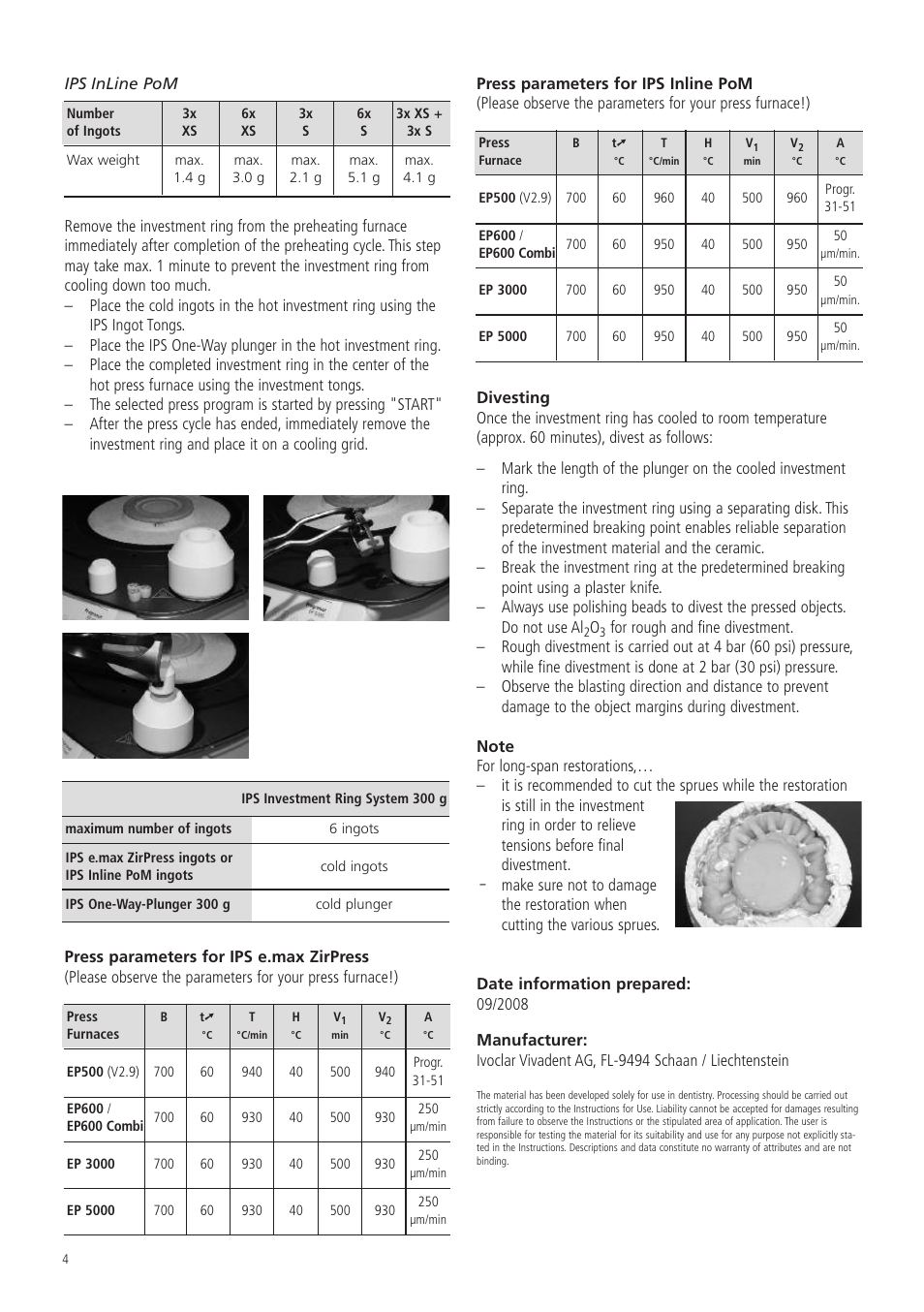 Ivoclar Vivadent IPS Investment Ring System 300g User Manual | Page 4 / 20