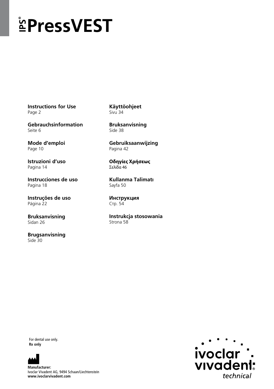 Ivoclar Vivadent IPS PressVEST User Manual | 64 pages
