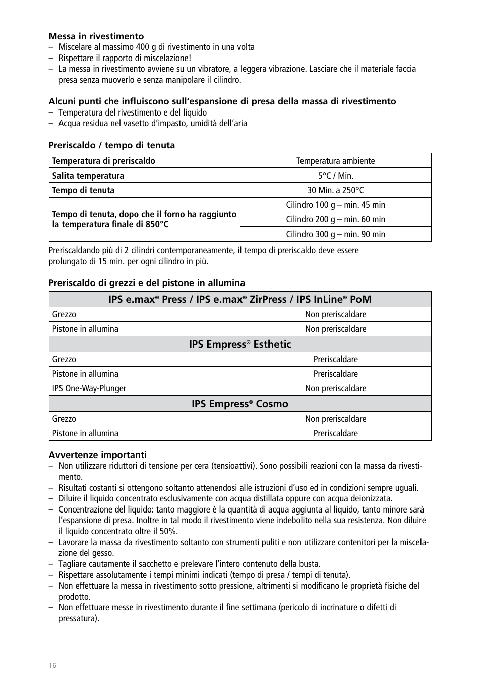 Ivoclar Vivadent IPS PressVEST User Manual | Page 16 / 64