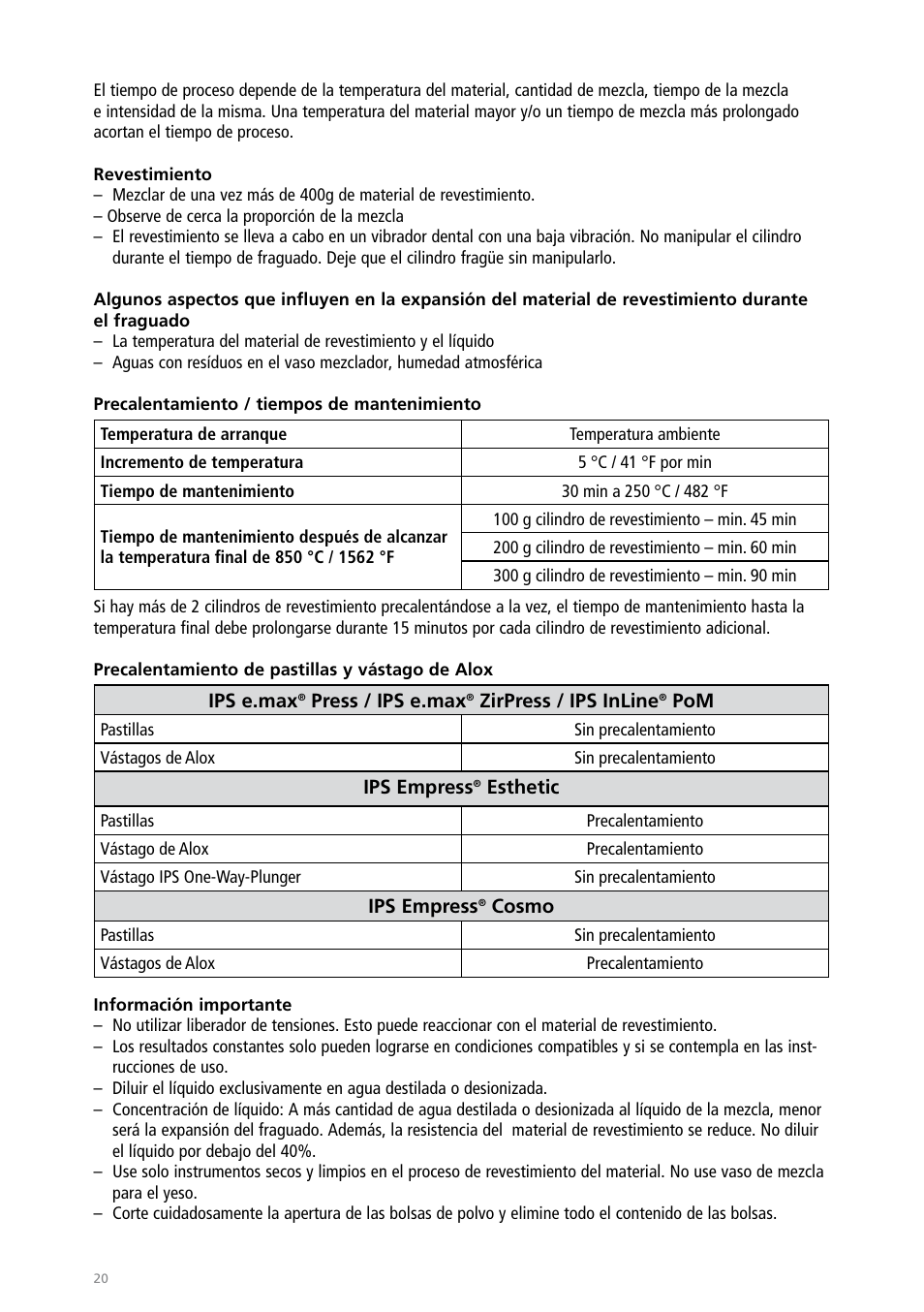 Ivoclar Vivadent IPS PressVEST User Manual | Page 20 / 64