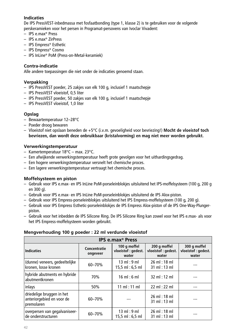 Ivoclar Vivadent IPS PressVEST User Manual | Page 42 / 64