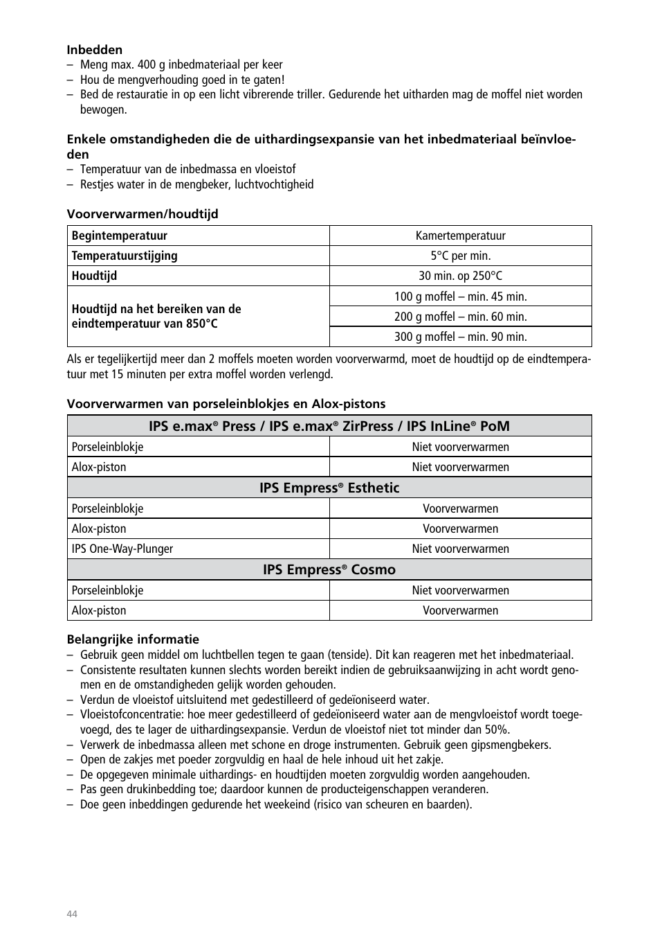 Ivoclar Vivadent IPS PressVEST User Manual | Page 44 / 64