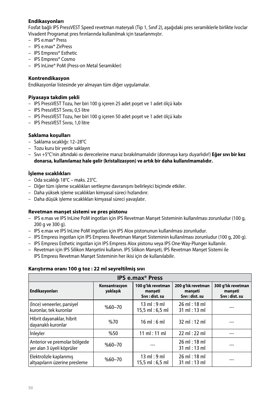 Ivoclar Vivadent IPS PressVEST User Manual | Page 50 / 64