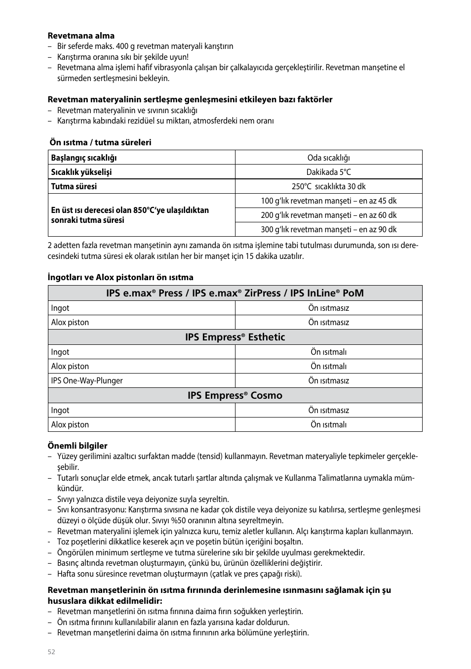 Ivoclar Vivadent IPS PressVEST User Manual | Page 52 / 64