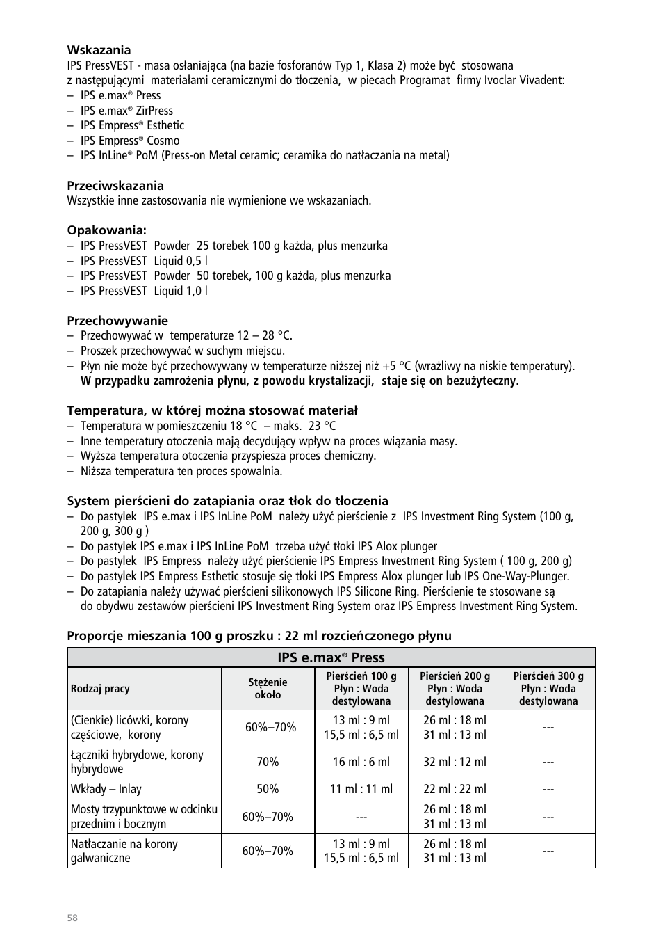 Ivoclar Vivadent IPS PressVEST User Manual | Page 58 / 64