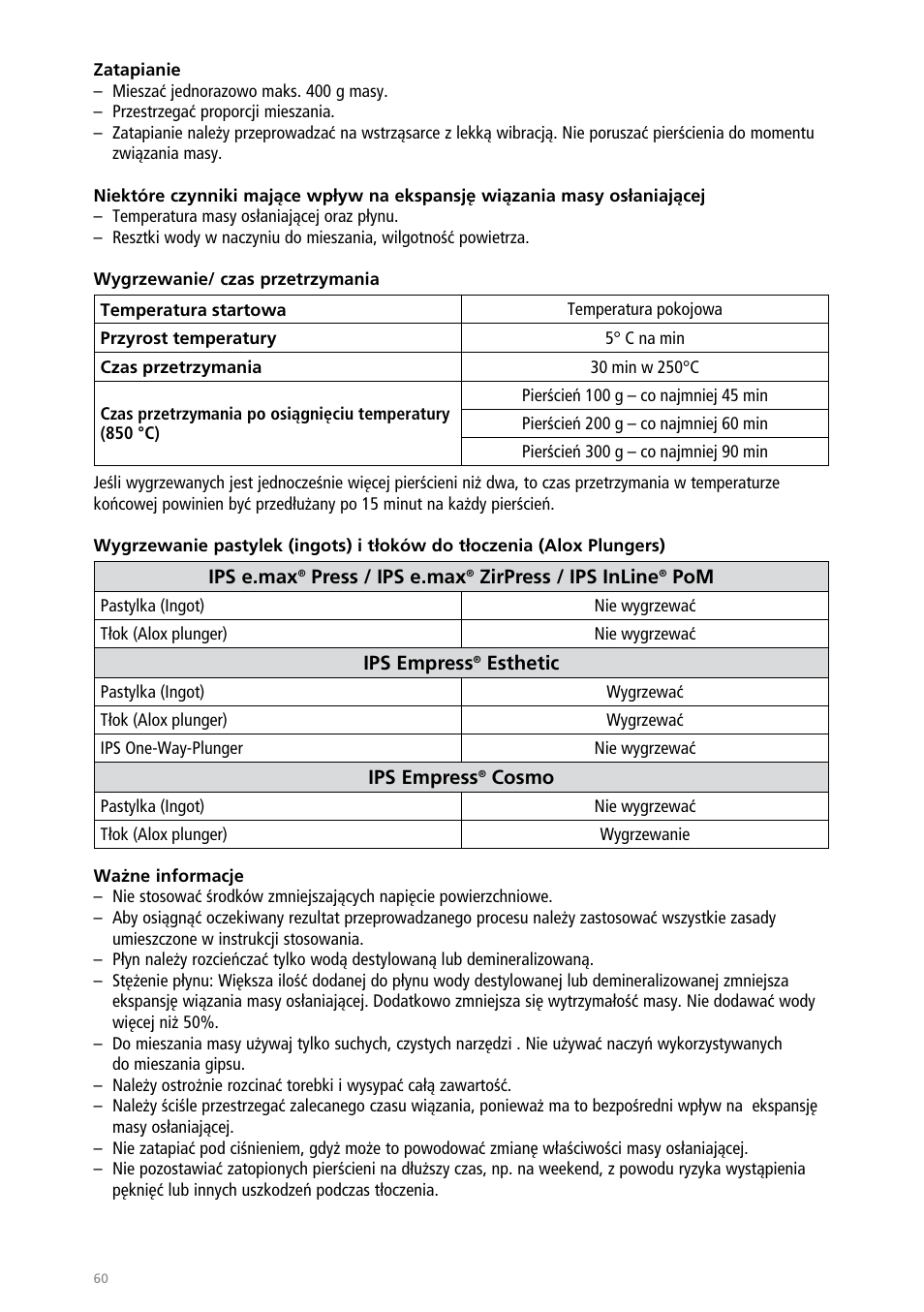 Ivoclar Vivadent IPS PressVEST User Manual | Page 60 / 64