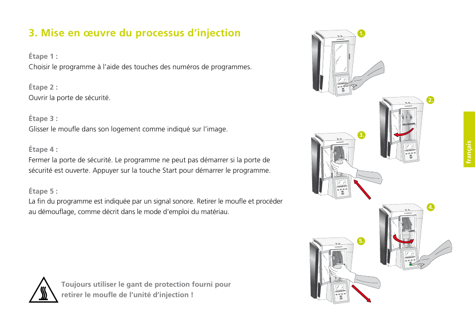 Mise en œuvre du processus d’injection, Français | Ivoclar Vivadent IvoBase Injector Short Instructions User Manual | Page 17 / 40