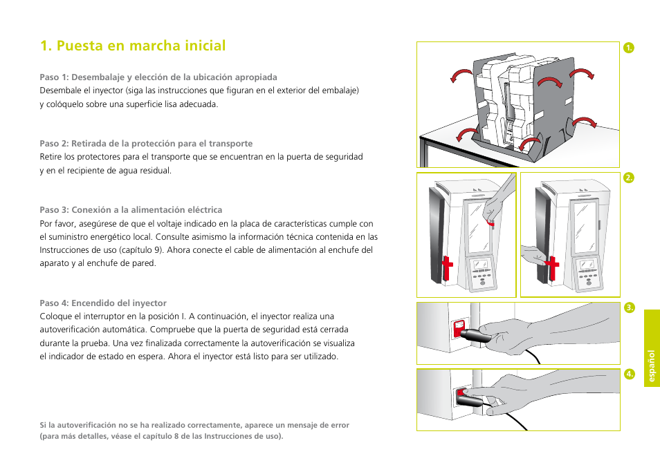 Puesta en marcha inicial, Español | Ivoclar Vivadent IvoBase Injector Short Instructions User Manual | Page 27 / 40