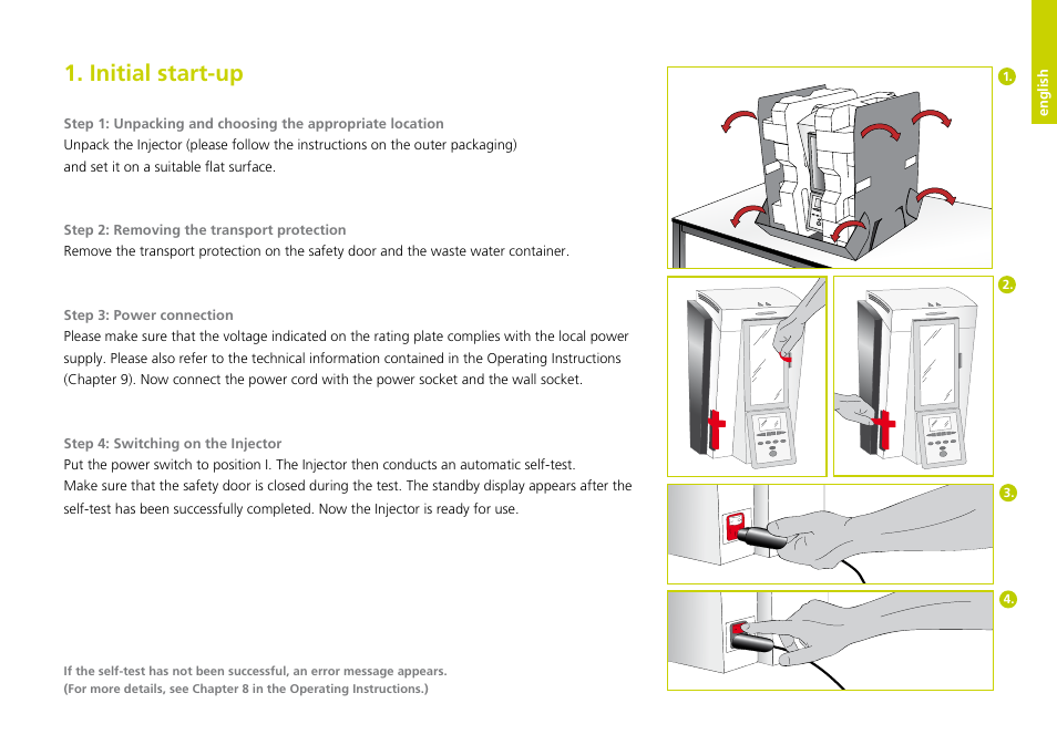 English, Initial start-up | Ivoclar Vivadent IvoBase Injector Short Instructions User Manual | Page 3 / 40