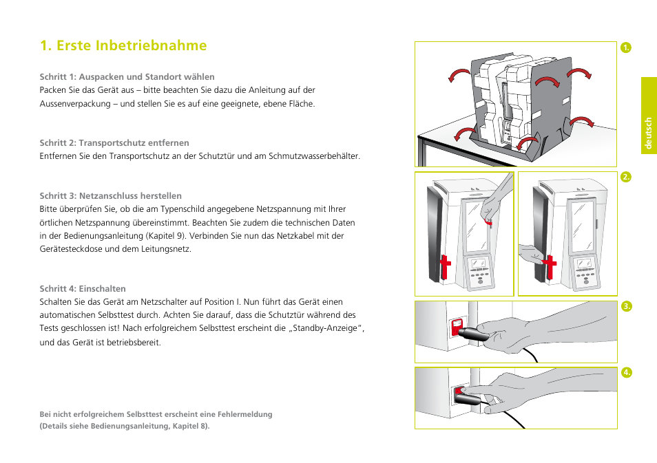 Erste inbetriebnahme, Deutsch | Ivoclar Vivadent IvoBase Injector Short Instructions User Manual | Page 9 / 40
