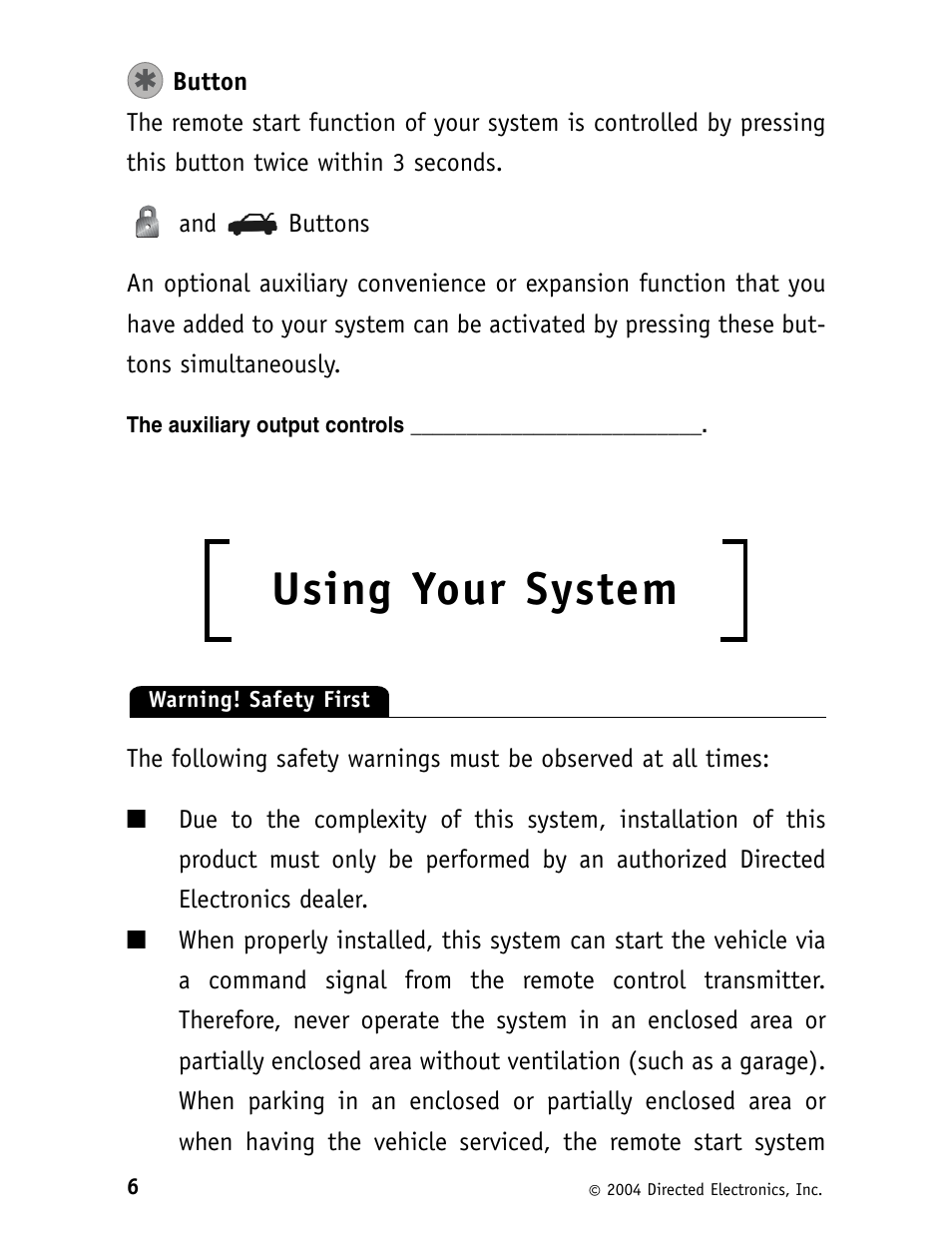Using your system | CLIFFORD 562C User Manual | Page 10 / 30